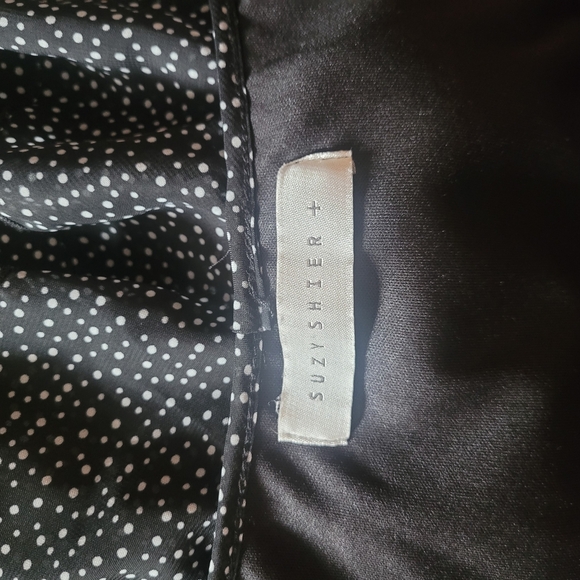 Suzy Shier Black and White Polka Dot Ruffle Neckline Sleeveless Dress 1X - Picture 7 of 7